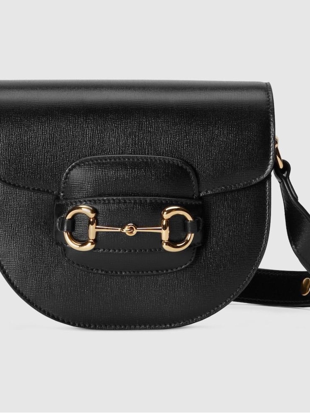 Gucci Black Leather Saddle Crossbody with Gold Horsebit
